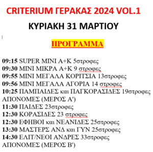 ΑΓΩΝΑΣ ΠΟΔΗΛΑΣΙΑΣ ΔΡΟΜΟΥ ΤΗΝ ΚΥΡΙΑΚΗ ΣΤΟ ΓΕΡΑΚΑ